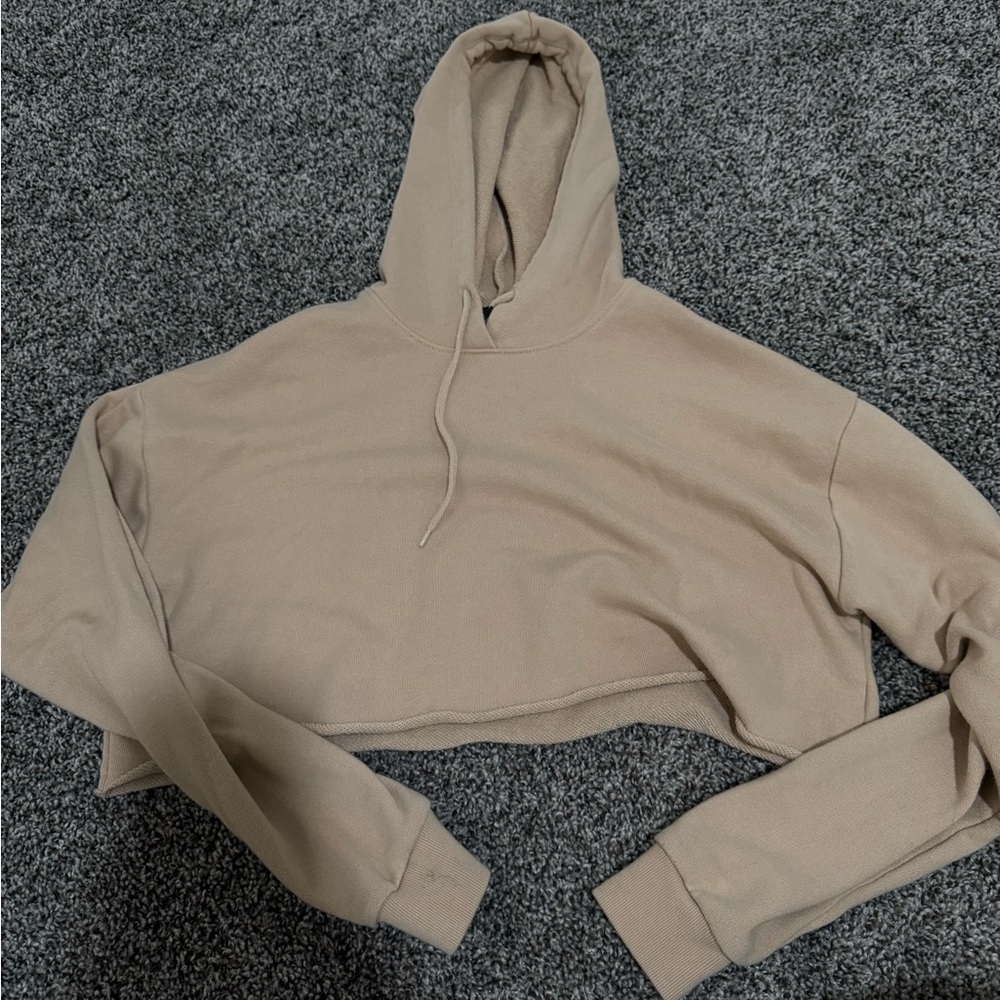 Women's Tan Cropped Hoodie